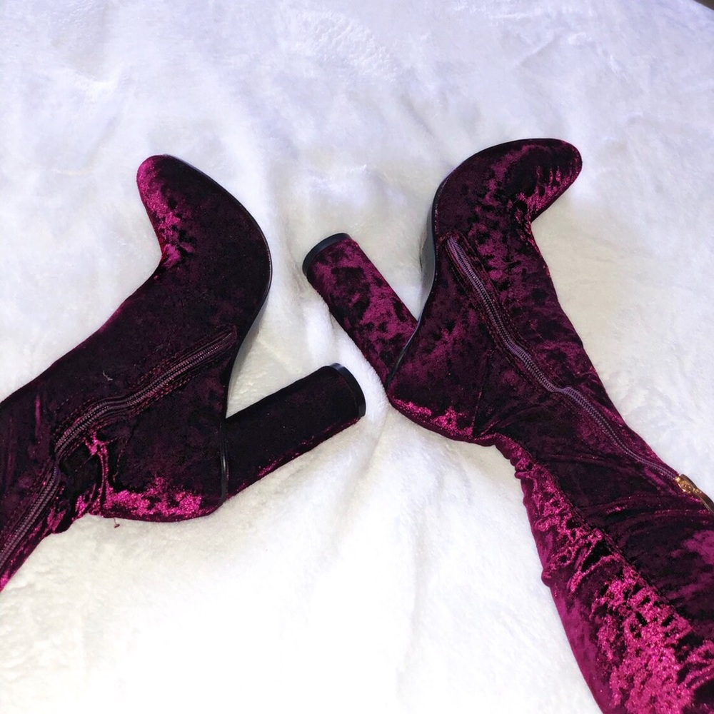 Simmi Red Velvet Thigh-High Boots